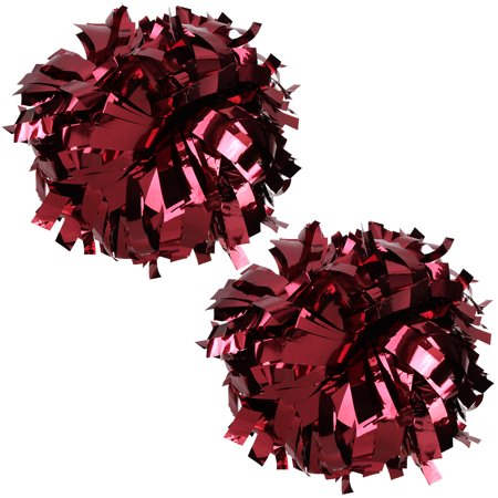 Metallic Cheer Pom Poms Cheerleading Cheerleader Gear 2 pieces one pair poms(Maroon)
