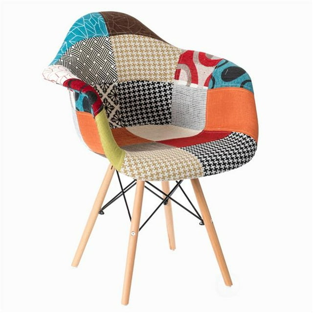 Fabulaxe Chaise de Salle à Manger Rembourrée Style Mid-Century Modern, Multicolore (Ensemble de 1)