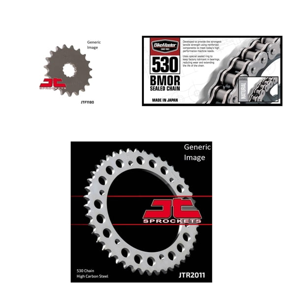 BIKEMASTER 530 BMOR Sealed Chain Natural, JT Front & Rear Sprocket Kit for Street TRIUMPH 955 T595 Daytona 1997-1999