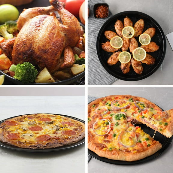 Joernso 13 inches Round Non-stick Carbon Steel Pizza Pan Tray Household Baking Tool