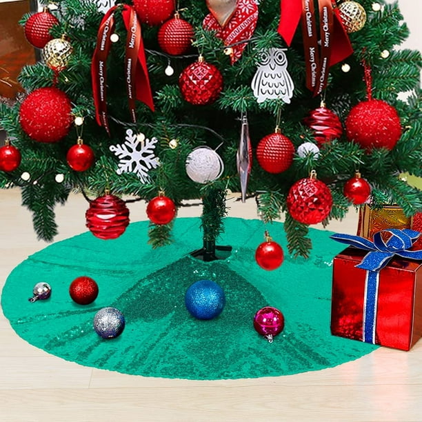 Sequin Tree Skirt Glitter Christmas Tree Skirt Cotton Tree Skirt