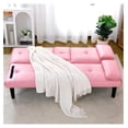thumbnail image 4 of 67"Modern Futon Sofa Bed,Convertible 3 in 1 Bed Couches with Adjustable Backrest,Cup Holders,Comfy PVC Leather Recliner Sofa Loveseat with Legs for Small Home Living Room (Pink), 4 of 7