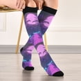 thumbnail image 5 of FORMRS Womens Knee High Socks Casual Long Thick Travel Daily Wear, 2 Pairs, Pink Neon Road, 5 of 6