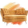 thumbnail image 3 of Holaki 64" Upholstered Fiber Loveseat Sofa with with Cushions and Golden Metal Legs, Home Upholstered Double Couch Livingroom Loveseat, Yellow, 3 of 6