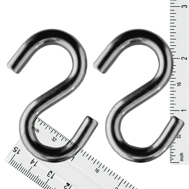 12 S Hooks - Heavy Duty, Marine Grade 316 Stainless Steel 2.5 Long, 5/16,  Extra Strong S Shaped Hook - Thick Metal Hook for Hanging and Utility Use