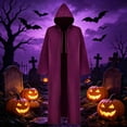 thumbnail image 2 of Virmaxy Halloween Costume Men's Hooded Costume Robe Drawstring Front Full Length Cloak with Long Sleeves for Halloween Cosplay Party Dress Up Red, 2 of 6