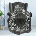 thumbnail image 4 of Queen Soft Flannel Fleece Blanket, Victorian Antique Circular Flora with Crown Vintage Grunge Rusted Royal, Cozy Plush for Indoor and Outdoor Use, 70" x 90", White and Charcoal Grey, by Ambesonne, 4 of 5