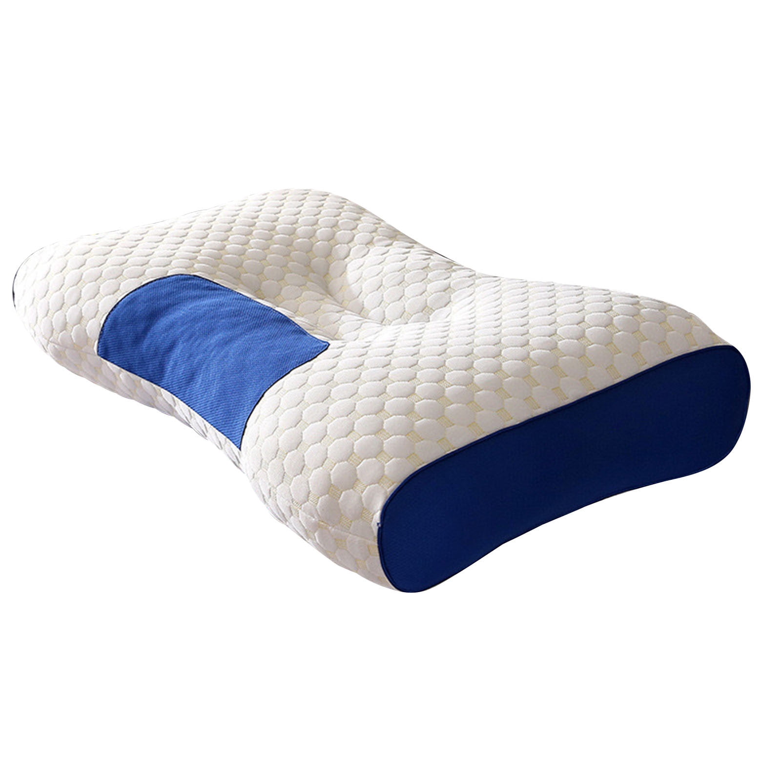 WZXPWT Orthopedic Neck Pillow with 3D Support, 16"x24" Machine-Washable Cervical Pillow - Hypoallergenic Low-Height Design for Home/Office Use, Breathable Anti-Collapse Sleep Aid Pillow(Blue)