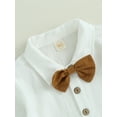 thumbnail image 5 of Wassery Baby Boys Fall Gentleman Outfit Sets Long Sleeve Button-down Bow Tie Shirt + Suspender Pants 6M 12M 18M 24M 3T 4T Toddler Boys Formal Suit Church Clothes, 5 of 8