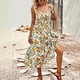 thumbnail image 5 of Vestido bohemio de verano para mujer de Tobrief, con tirantes finos, escote cuadrado, volantes y vaporoso, vestido largo playero, 5 of 7