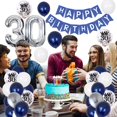 thumbnail image 3 of Decoraciones de 30 cumpleaños para hombres, suministros para fiesta de 30 cumpleaños con pancarta de FELIZ CUMPLEAÑOS y globos número 30, azul marino plateado, 3 of 5