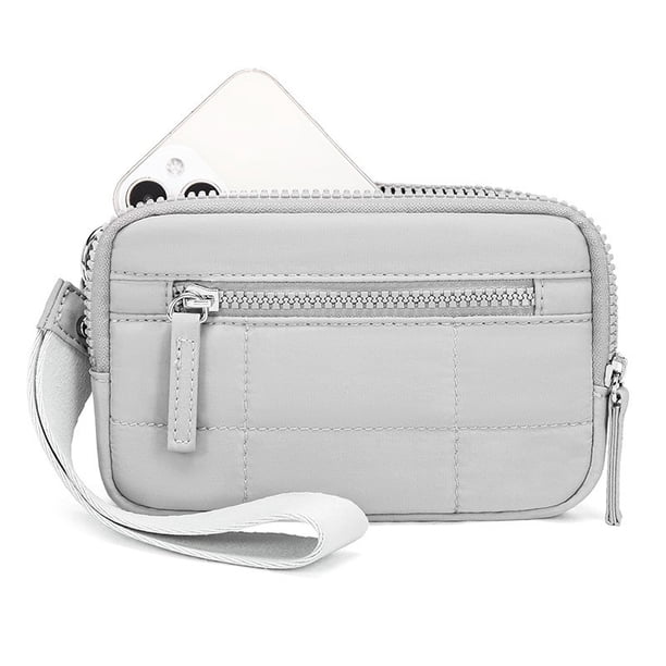 Cartera de Muñeca para Damas, Correa Acolchada de Nylon con Tres Bolsillos con Cremallera, Portatarjetas de Viaje, Monedero, Clutch, Billetera con Protección Antirrobo para Mandados