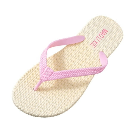 

Flip Flops for Women Women Flat Slippers Fashion Toe Sandwich Beach Flip Flops Household Outdoor Dual Use Sandals Flip Flops Pvc Pink 38