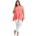 thumbnail image 2 of DARING DIVA Women's Plus Tank Top High Low Hem Casual Blouse with Pockets 4X Coral Pink, 2 of 5