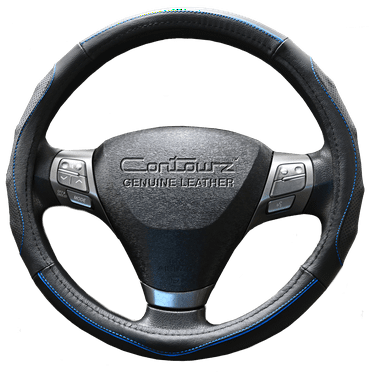 Comfort Grips Steering Wheel Cover - Contourz Pro Grip Leather Medium (14.5 - 15.4) Black / Blue