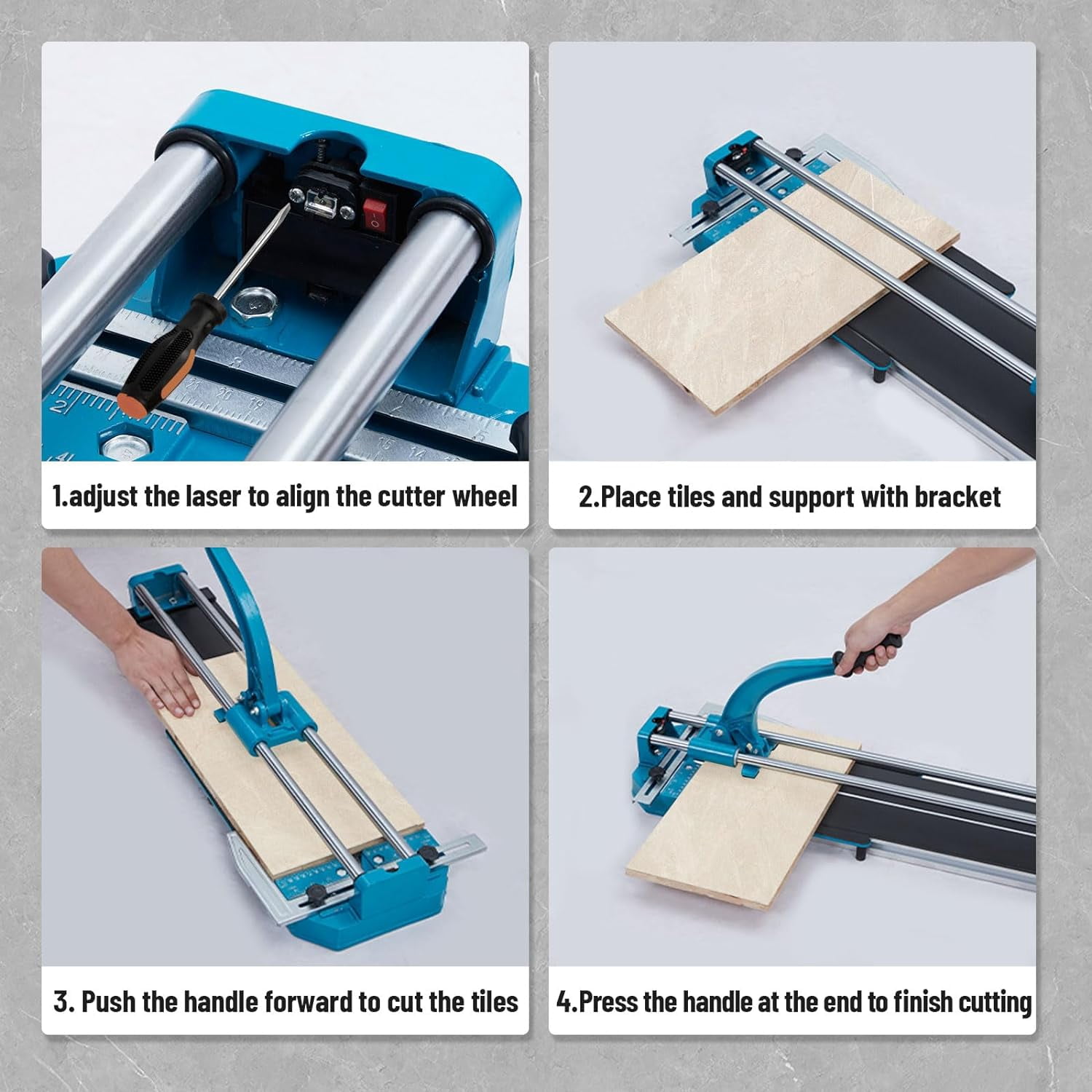 24-Inch Manual Tile Cutter with Tungsten Carbide Wheel Laser Guide and Dual Rails for Precision Cutting of Ceramic Porcelain and Glass Tiles