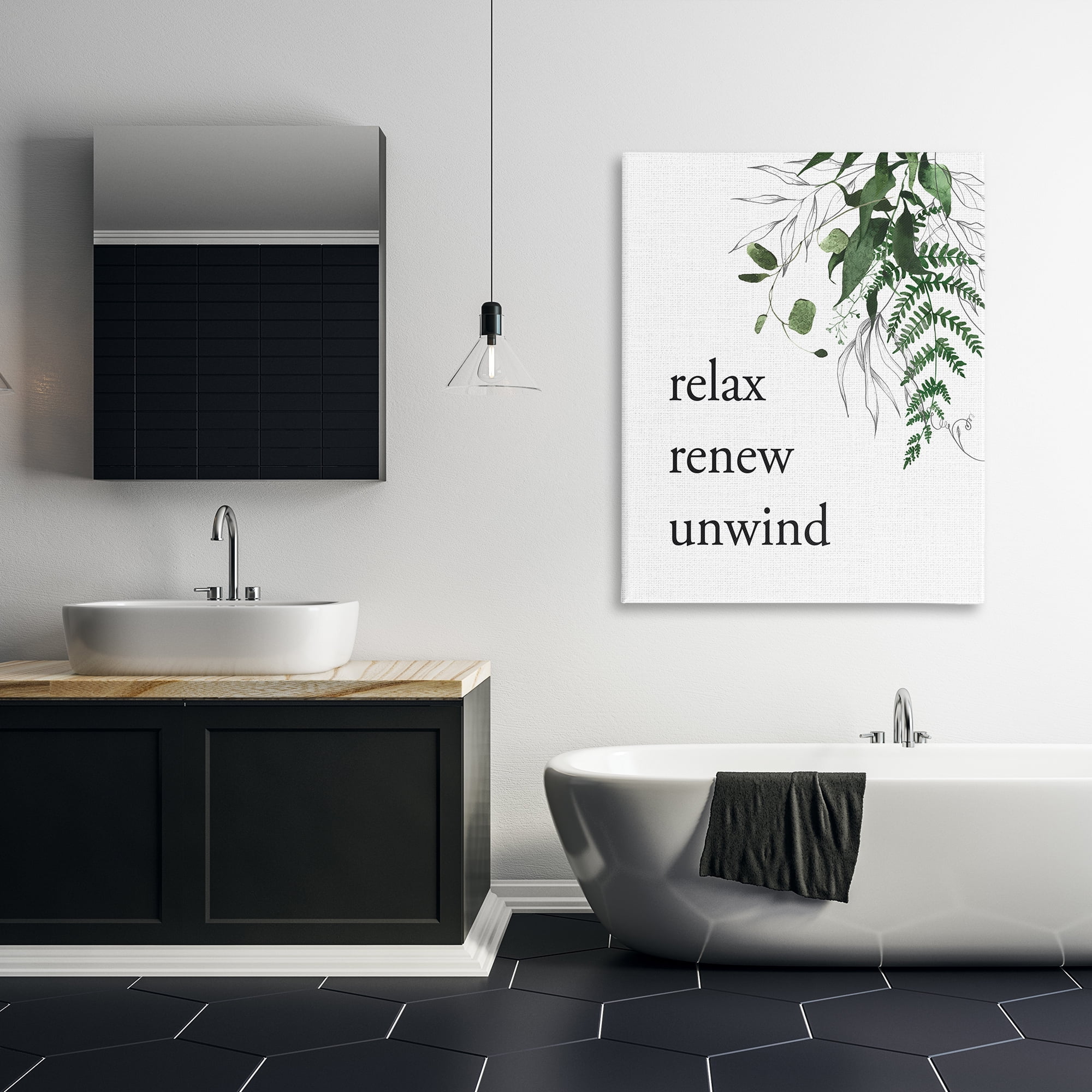 Relax Renew Unwind with Foliage Canvas Wall Art, design by Lettered and Lined