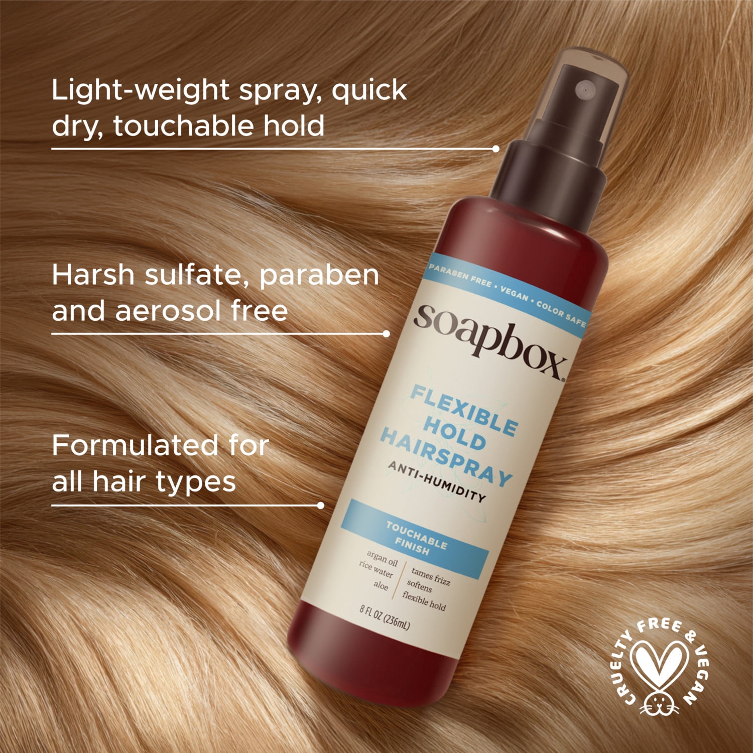 Soapbox Flexible Hold Hairspray - Anti Humidity, Non Aerosol, 8 fl oz