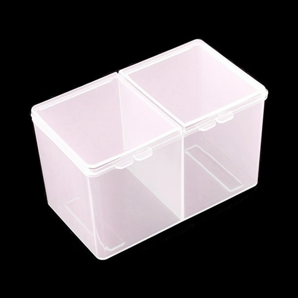 Caja de almacenamiento multiusos con 2 compartimentos, soporte para bastoncillos de algodón y plástico, caja de almacenamiento de joyería para uñas, caja de herramientas para pulir uñas