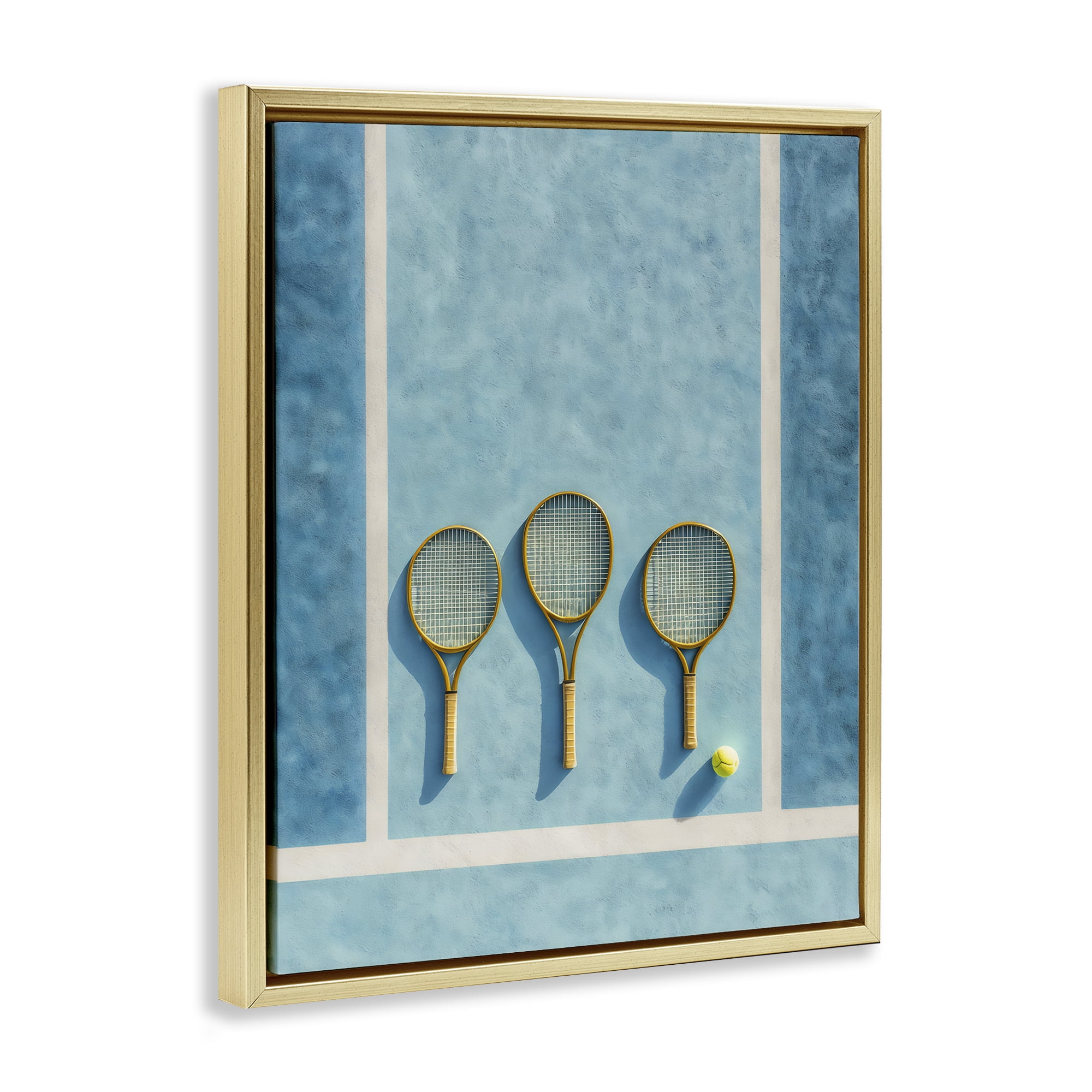 Tennis Racket Trio Gold Framed Floater Canvas Wall Art, design by Franklyn Gregory
