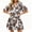 Brown, variant on Short Sleeve Women Floral Print Loose Fit Lapel V-neck Casual Mini Dress
