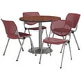 thumbnail image 5 of KFI Studios Mode Round 3' Dining Table Set, Mahogany, 4 Light Grey KOOL Chairs, 5 of 6