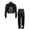 Black, variant on Boys Girls Hip Hop Jazz Dance Clothes Set Shiny Jacket with Metallic Pants Party Costume Silver 6