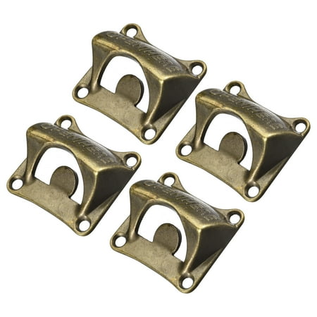

Uxcell 4pcs Cast Iron Wall Mount Beer Soda Bottle Openers Kitchen Gadget Suitable for Cafe Bars KTV Hotels Bronze