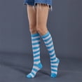 thumbnail image 3 of Sonducket Calcetines a rayas hasta el muslo antideslizantes estilo preppy JK juegos deportivos Día de San Valentín accesorios de mujer azul Type3 NO3, 3 of 3