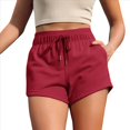 thumbnail image 2 of Pantalones Cortos Deportivos para Mujer con Bolsillos, de Algodón Francés, con Cordón Ajustable, para Hacer Ejercicio en Verano, Informales y Cómodos. Vino Tinto XL, 2 of 8