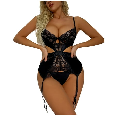 

KEJIG High Quality Sexy Lace Backing Perspective Fun One-piece Women s Two-piece Set
