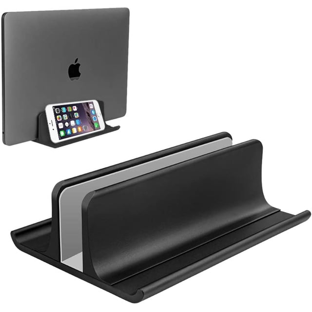 Support Vertical pour Ordinateur Portable, Support Réglable de Bureau, Station d'Accueil pour Cahier, Gain de Place, Trois-en-un pour Tous MacBook Pro Air, Mac, HP, Dell, Microsoft Surface, jusqu'à 17,3 Po, Noir