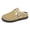 Khaki, variant on LuckLilac Women Mule Slipper Lace Trim Suede Flat Shoes for Indoor Outdoor