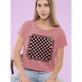 thumbnail image 3 of Stay Happy Checkered Graphic Tee Crop Tee Women's, 3 of 4