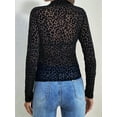 thumbnail image 5 of Womens Mesh Long Sleeve Tops Mock Neck Going Out See Through Shirts Sheer Blouses Clubwear Black M, 5 of 7