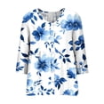 thumbnail image 4 of Axiiglly Linen Tops for Women Floral Print 3/4 Sleeve V Neck Button Down Peplum Summer Blouses, Gifts for Mom, S-2XL, 4 of 5