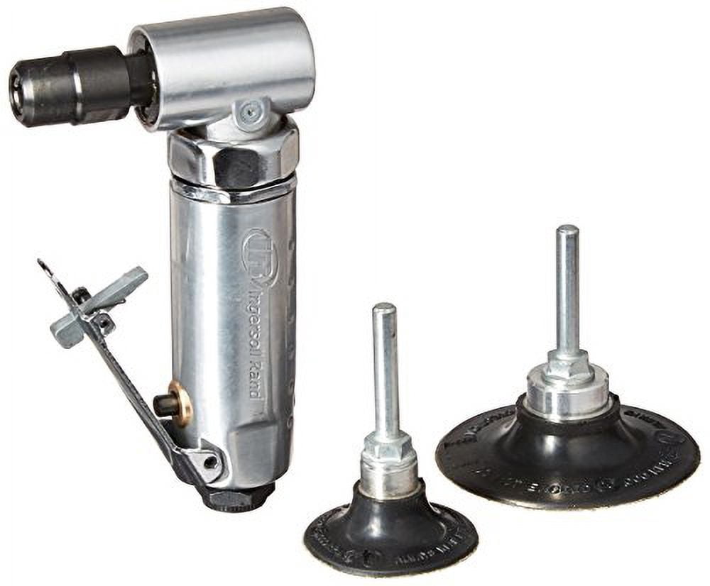 Ingersoll Rand Angle Air Die Grinder 2 Inch & 3 Inch Pad Kit, 21,000 RPM, 0.25 HP, 1/4 Inch & 6mm Collets, Front Exhaust