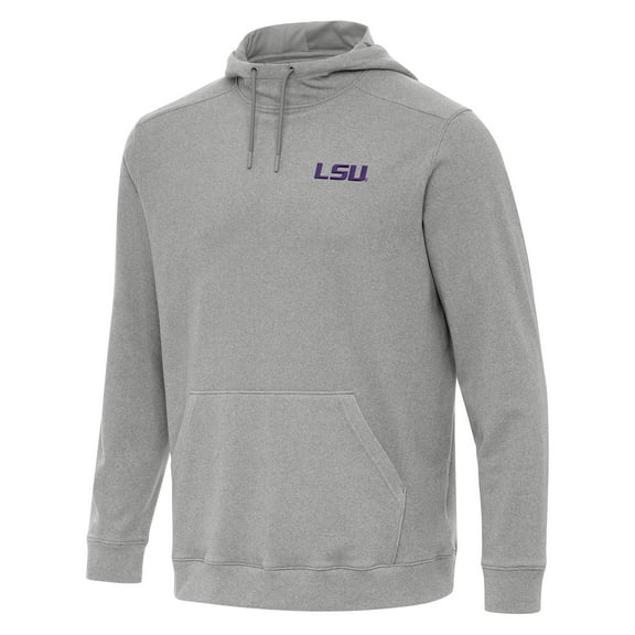 Men's Antigua Heather Gray LSU Tigers Cloud Pullover Hoodie