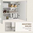 thumbnail image 4 of Kleankin Lighted Medicine Cabinet with Mirror,26" X 32" Wall Mounted Bathroom Mirror with Storage,Bathroom Wall Cabinet with Usb Charge,3-Color Lights and Adjustable Shelf,High Gloss White,White Mdf, 4 of 10