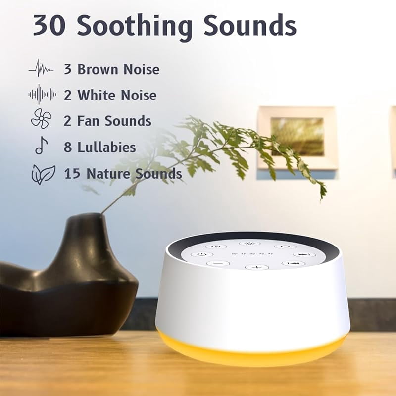 Brown Noise Sound Machine with 30 Soothing Sounds 12 Colors Night Light White for Adults Baby Kids Sleep Machines Memory Function 36 Volume Levels 5 Timers Home Office Travel