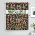 thumbnail image 2 of Pioneer Kitchen Curtains and Valance Set 36 Inch Tier Red Rose with Green Leaf 3 Pieces Set Dining Room Small Curtain Drapes Cafe Curtains Valance for Home Decor Rod Pocket, 2 of 6