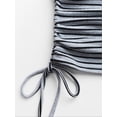 thumbnail image 4 of Women 2 Piece Sets Summer Striped Outfits Matching Short Sleeves Top Wide Leg Lounge Pants Travel Navy Blue M, 4 of 9