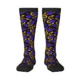 thumbnail image 2 of Picia Women Crew Soft Moisture-wicking Socks Golden Snake And Purple Rose Pattern Design Cotton Socks, One Size fit All, 2 of 9