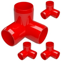 FORMUFIT 1-1/4" 3-Way Elbow Furniture Grade PVC Pipe Fittings, (1-5/8" Actual Socket ID), Red, 4-Pack