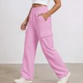 thumbnail image 2 of TOWED22 Girls' Sweatpants Straight Leg Drawstring Kids Joggers Open Bottom Baggy Teen Pants with Pockets(Pink,13-14 Y), 2 of 6