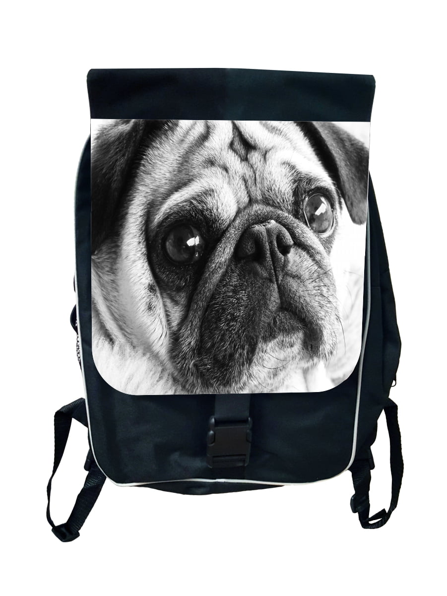 Pug And Cute Cat Sitting Together Messenger Bag Crossbody Bag Large Durable Shoulder School Or Business Bag Oxford Fabric For Mens Womens