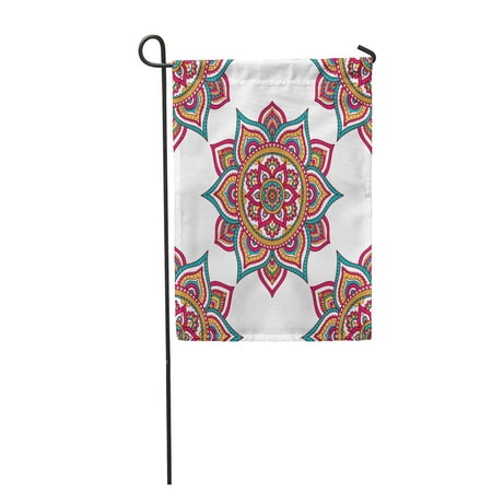 KDAGR Tribal Mandala Ethnic Doodle on White Red Green Garden Flag Decorative Flag House Banner 28x40 inch