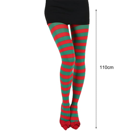 Opvise Winter Socks Christmas Stockings Striped High Elasticity Lady Vintage High Waist Pantyhose Cosplay Costume 12