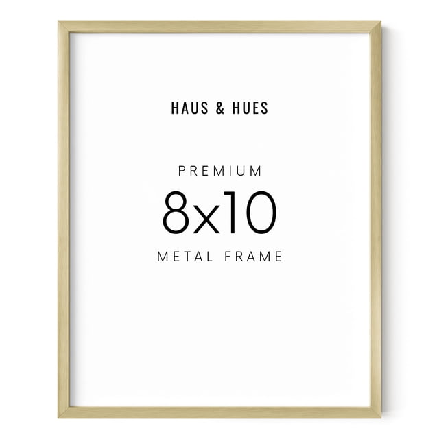 HAUS AND HUES 8x10 Gold Picture Frame - 8x10 Gold Poster Frame, Gold 8x10 Picture Frames, 8x10 Wall Picture Frame, 8x10 Picture Frame Gold, Gold Metallic Picture Frame (Gold Aluminum Frame)