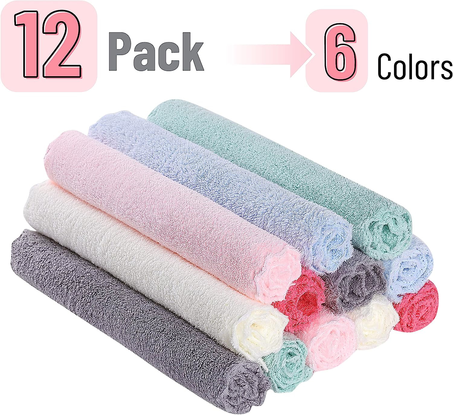 Spotted Play 12 Pack Baby Washcloths - Extra Absorbent and Soft Wash  Clothes for Newborns, Infants and Toddlers - Suitable for Baby Skin and New  Born
